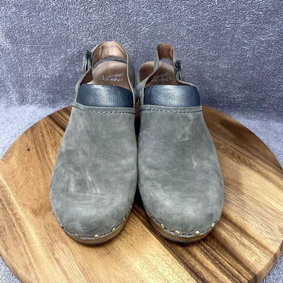 Dansko Delle Nubuck Leather Slingback Clog Women's US 12 EU 42 Gray Heel Shoe - Picture 2 of 7